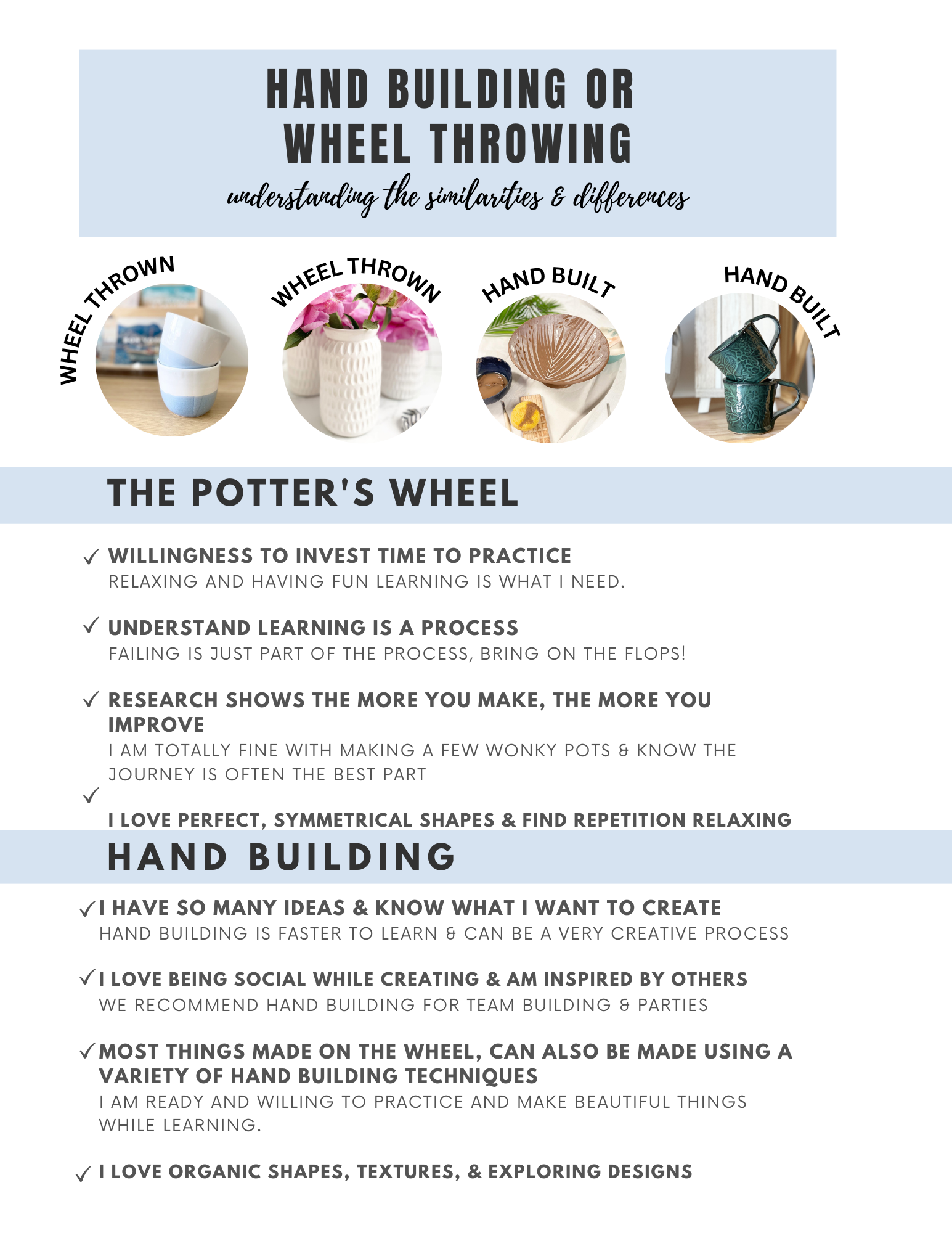 Hand Building or Wheel Throwing | Seagrass Pottery